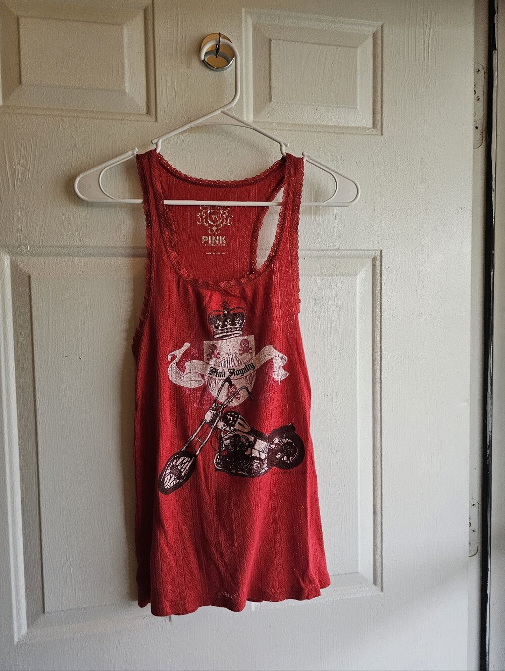 Y2K VINTAGE PINK Victoria's Secret Red Lace-Trim Tank Rare